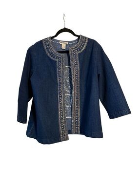 Blutique Dark Blue Embellished Denim Jacket